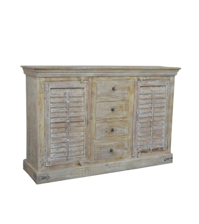 SOLID RECLAIMED TEAK SIDEBOARD SERVER CONSOLE WITH 2 DOORS & 4 DRAWERS
