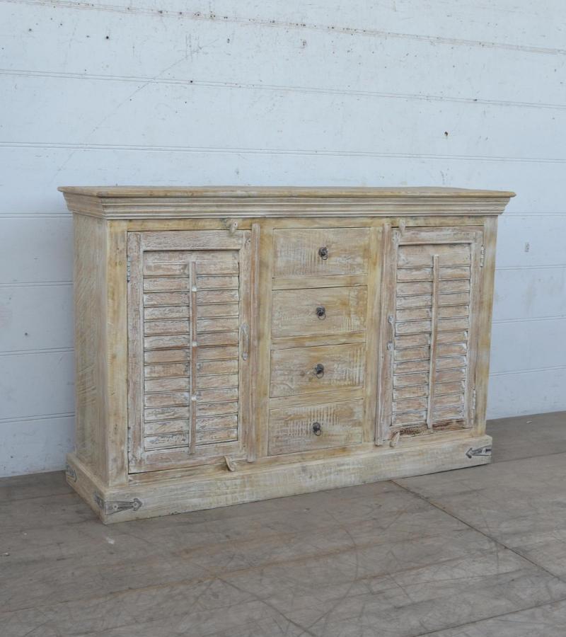 SOLID RECLAIMED TEAK SIDEBOARD SERVER CONSOLE WITH 2 DOORS & 4 DRAWERS