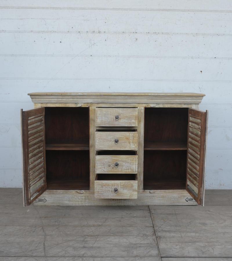 SOLID RECLAIMED TEAK SIDEBOARD SERVER CONSOLE WITH 2 DOORS & 4 DRAWERS