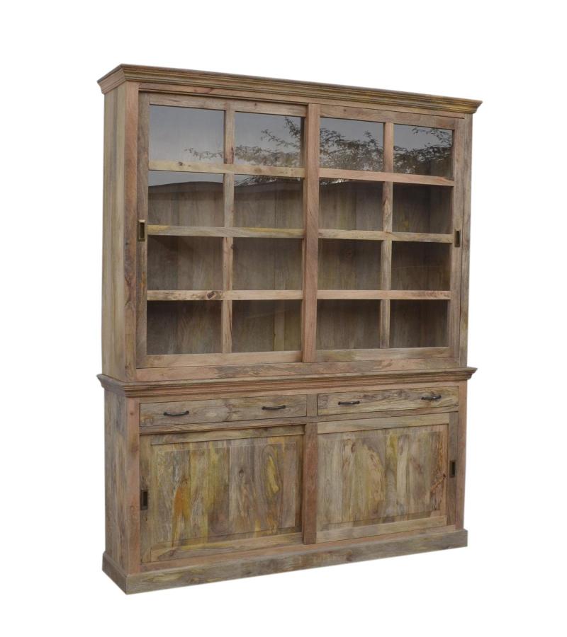 Solid wood glass door dining room hutch