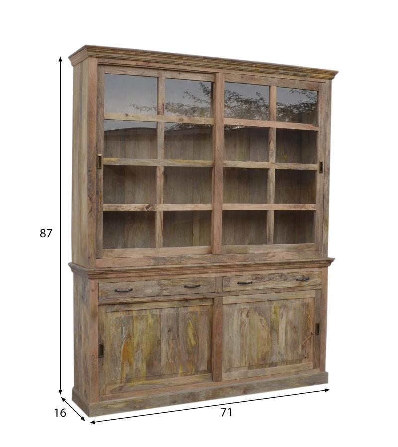 Solid wood glass door dining room hutch