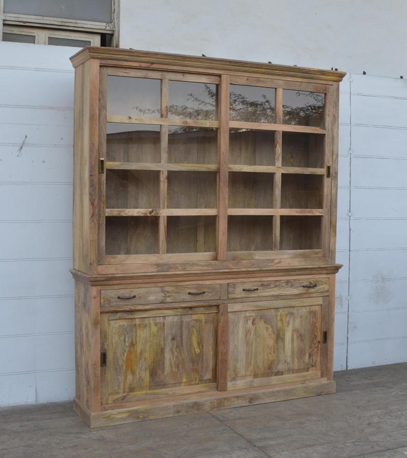 Solid wood glass door dining room hutch