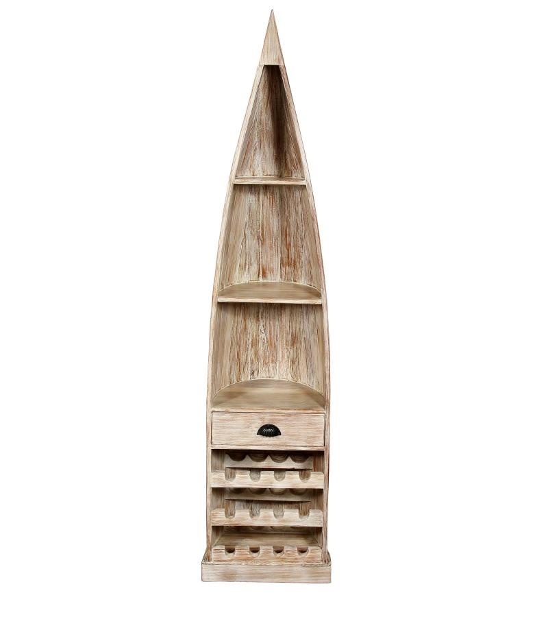 RECLAIMED WOOD BOAT NAUTICAL WINE RACK BOOKCASE W/ SHELVES