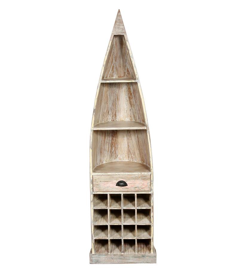 SOLID RECLAIMEDTEAK WOOD BOAT NAUTICAL WINE RACK BOOKCASE W/ SHELVES