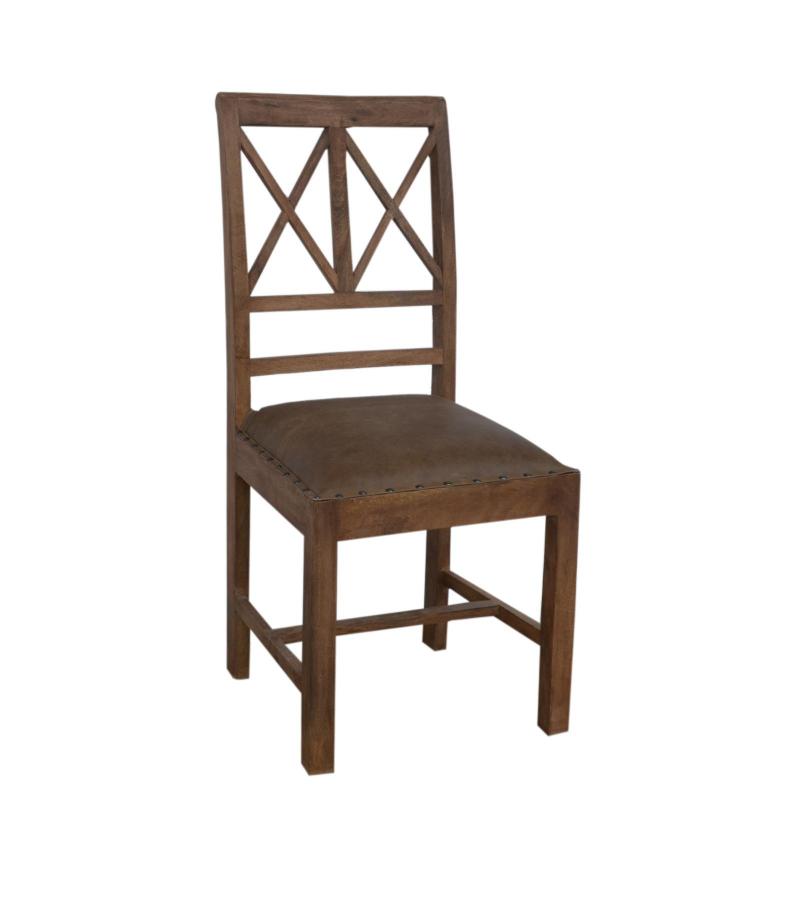 SOLID WOOD &  LEATHER CHAIR