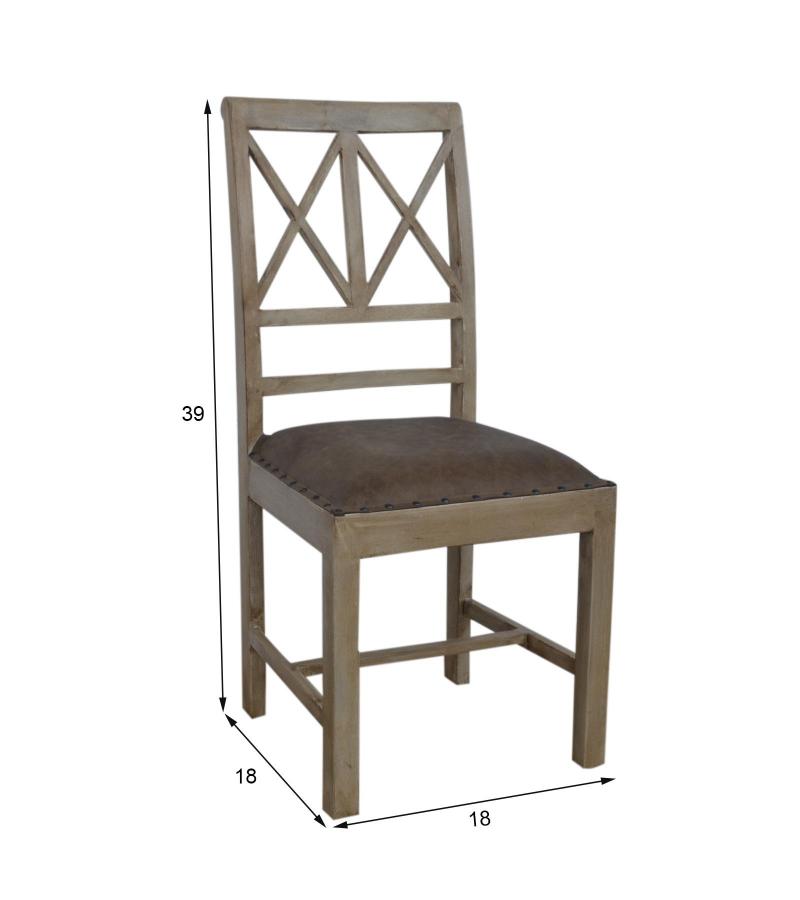 SOLID WOOD &  LEATHER CHAIR