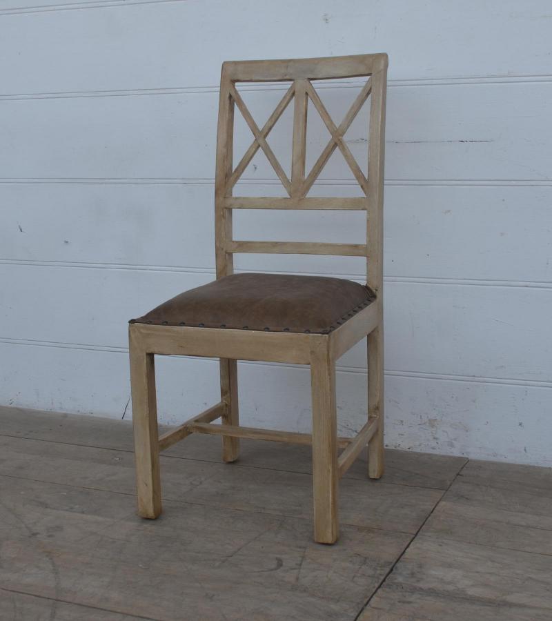 SOLID WOOD &  LEATHER CHAIR