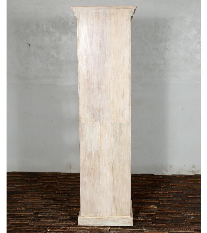 SOLID RECLAIMED TEAK WOOD & GLASS DISPLAY CASE TOWER WITH 2 DRAWERS