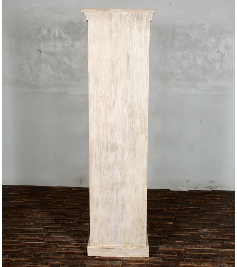 SOLID RECLAIMED TEAK WOOD & GLASS DISPLAY CASE TOWER WITH 2 DRAWERS