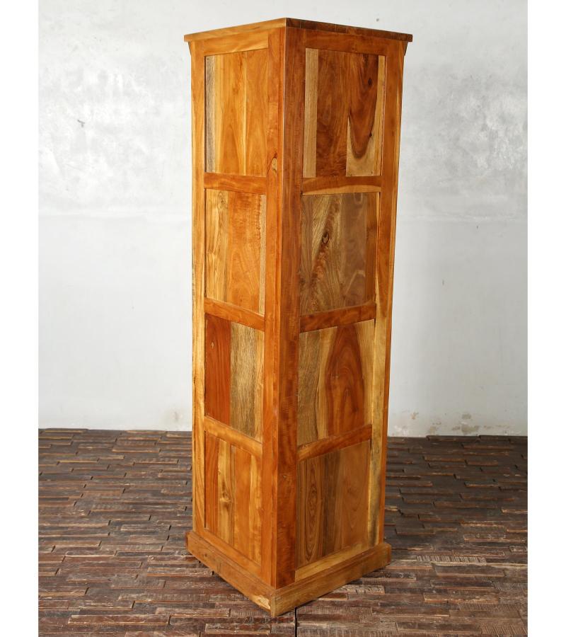 SOLID RECLAIMED TEAK WOOD & GLASS CORNER CABINET