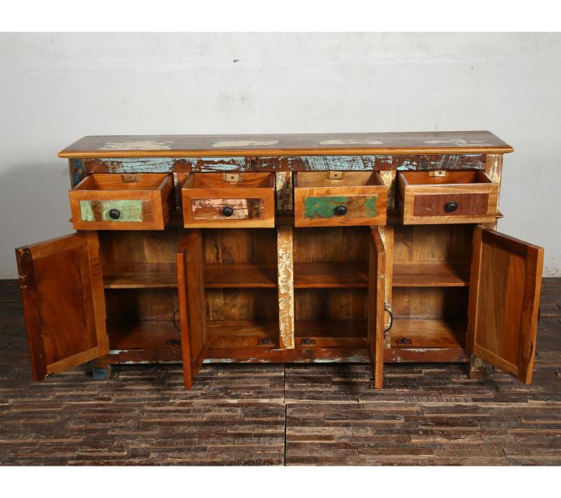 SOLID RECLAIMED TEAK WOOD SIDEBOARD 4 DOORS / 4 DRAWERS 