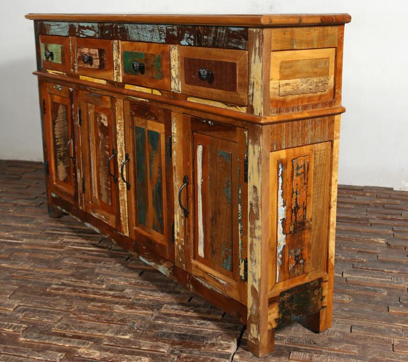 SOLID RECLAIMED TEAK WOOD SIDEBOARD 4 DOORS / 4 DRAWERS 