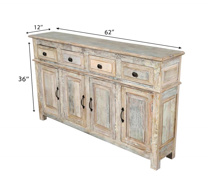 SOLID RECLAIMED TEAK WOOD SIDEBOARD 4 DOORS / 4 DRAWERS 