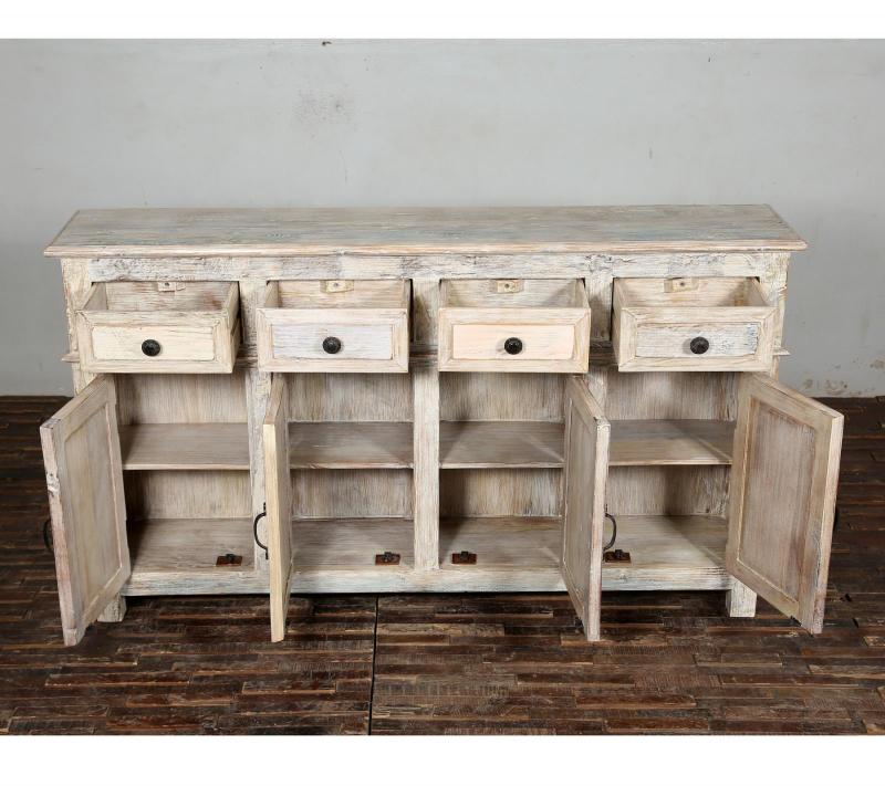 SOLID RECLAIMED TEAK WOOD SIDEBOARD 4 DOORS / 4 DRAWERS 