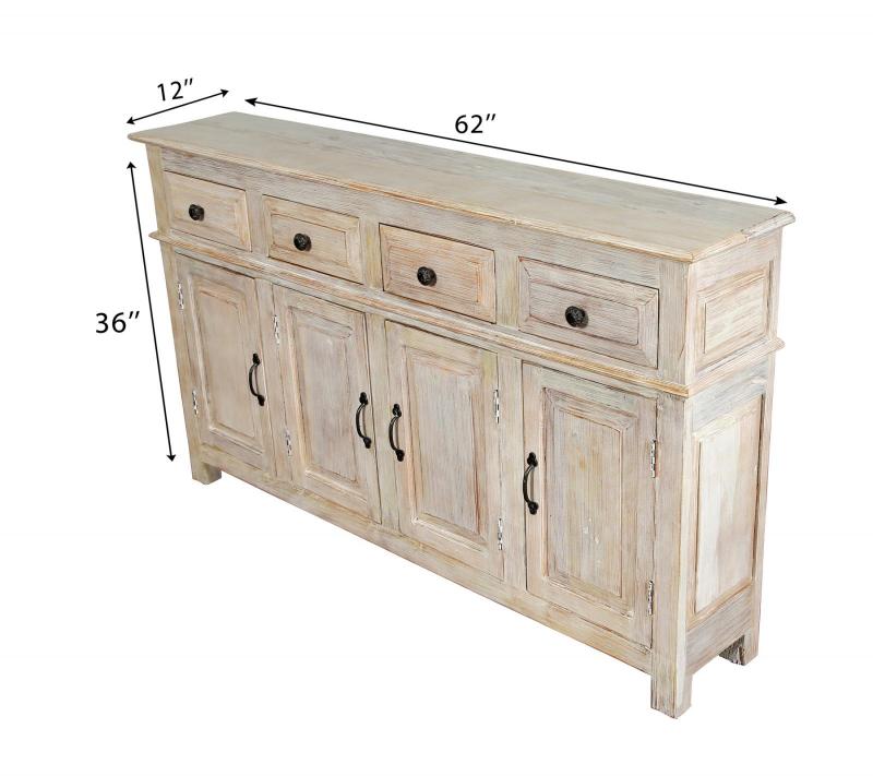 SOLID RECLAIMED TEAK WOOD SIDEBOARD 4 DOORS / 4 DRAWERS 