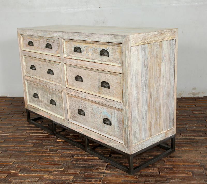 SOLID RECLAIMED TEAK WOOD 6 DRAWER DRESSER CHEST BUREAU SIDEBOARD