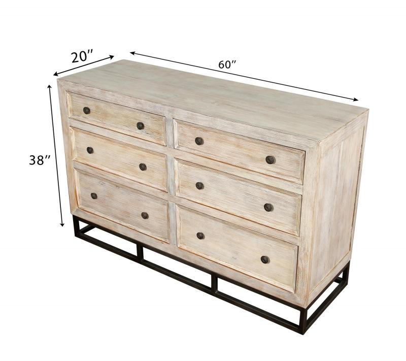 SOLID RECLAIMED TEAK WOOD 6 DRAWER DRESSER CHEST BUREAU SIDEBOARD