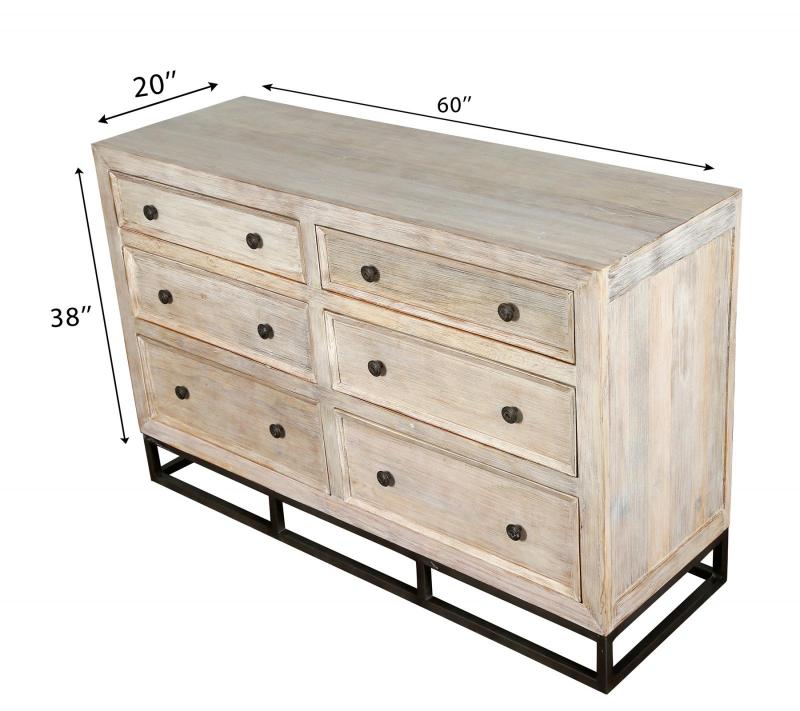 SOLID RECLAIMED TEAK WOOD 6 DRAWER DRESSER CHEST BUREAU SIDEBOARD