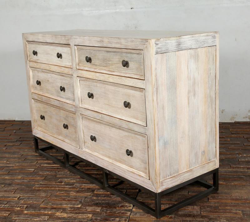 SOLID RECLAIMED TEAK WOOD 6 DRAWER DRESSER CHEST BUREAU SIDEBOARD