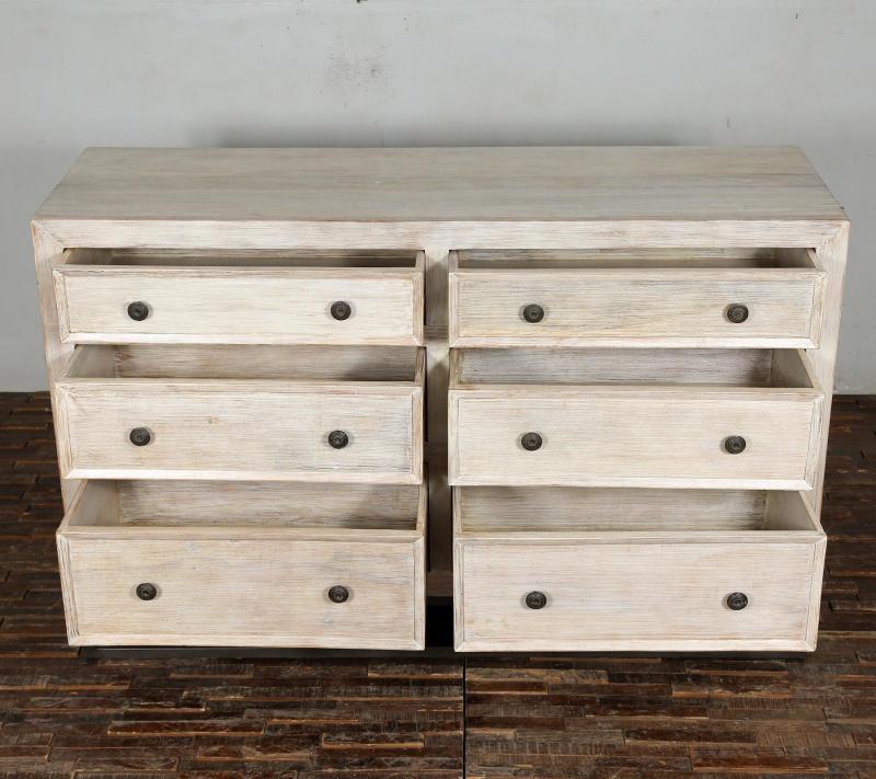 SOLID RECLAIMED TEAK WOOD 6 DRAWER DRESSER CHEST BUREAU SIDEBOARD