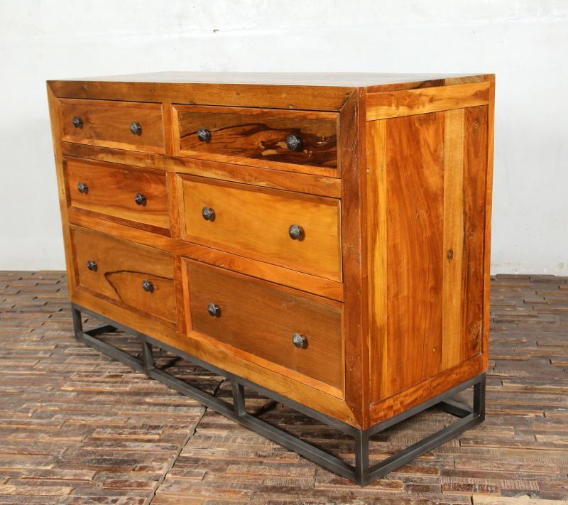 SOLID RECLAIMED TEAK WOOD 6 DRAWER DRESSER CHEST BUREAU SIDEBOARD