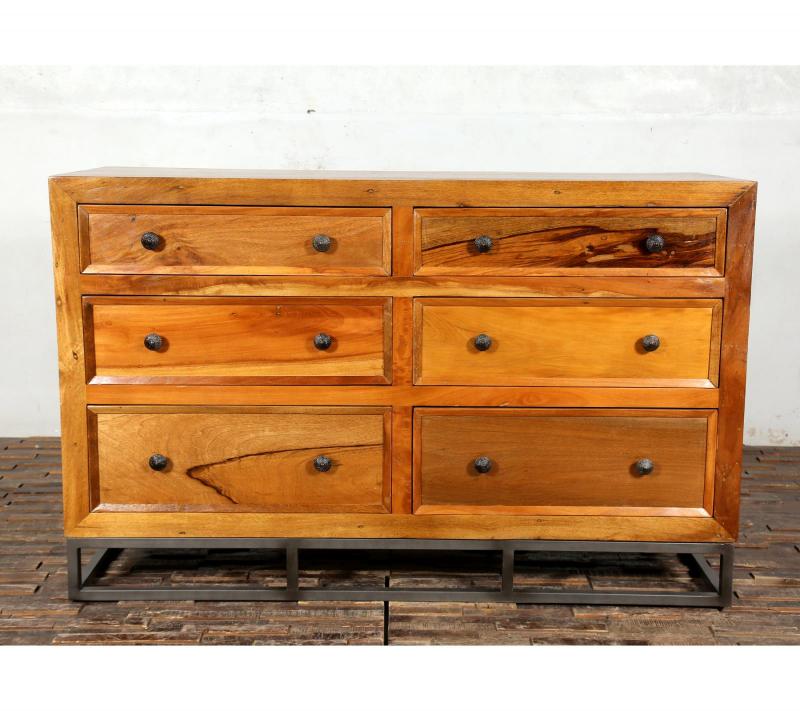 SOLID RECLAIMED TEAK WOOD 6 DRAWER DRESSER CHEST BUREAU SIDEBOARD