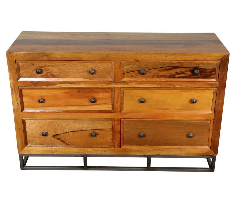 SOLID RECLAIMED TEAK WOOD 6 DRAWER DRESSER CHEST BUREAU SIDEBOARD