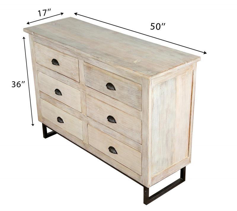 SOLID RECLAIMED TEAK WOOD 6 DRAWER DRESSER CHEST BUREAU SIDEBOARD