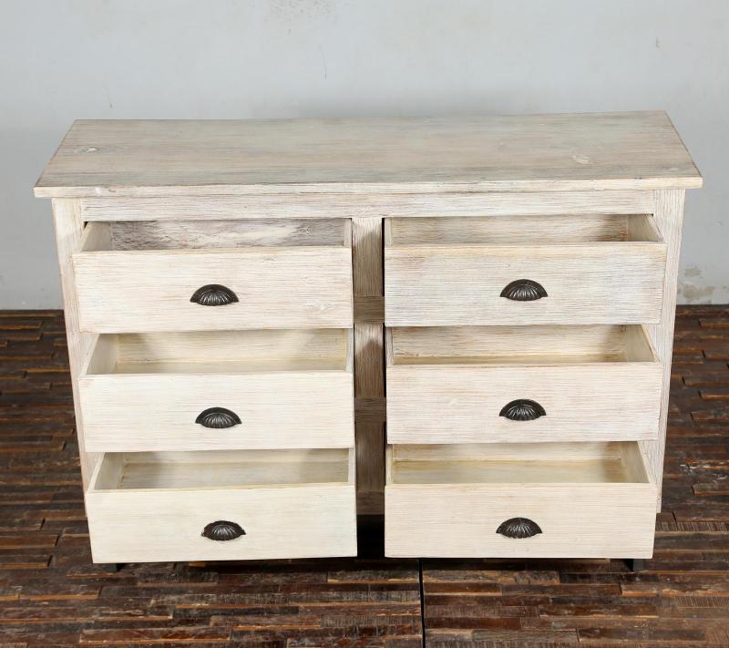 SOLID RECLAIMED TEAK WOOD 6 DRAWER DRESSER CHEST BUREAU SIDEBOARD