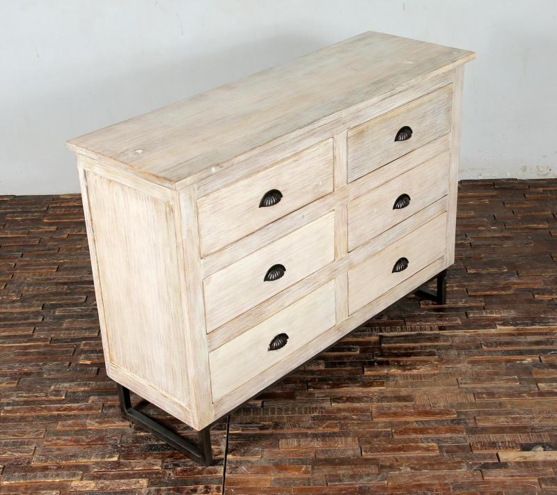 SOLID RECLAIMED TEAK WOOD 6 DRAWER DRESSER CHEST BUREAU SIDEBOARD