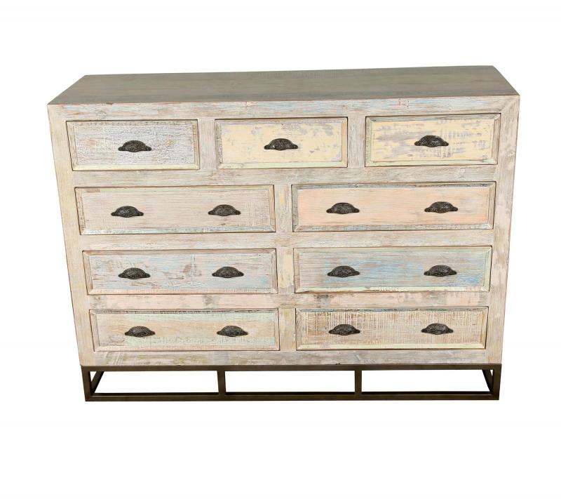 SOLID RECLAIMED TEAK WOOD 9 DRAWER DRESSER CHEST BUREAU SIDEBOARD