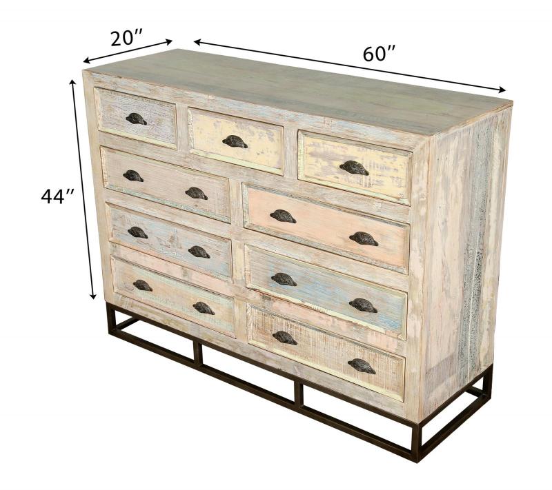 SOLID RECLAIMED TEAK WOOD 9 DRAWER DRESSER CHEST BUREAU SIDEBOARD