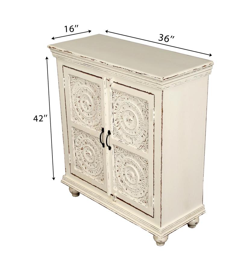 SOLID HAND CARVED RECLAIMED TEAK 2 DOOR DECORATIVE STORAGE CABINET