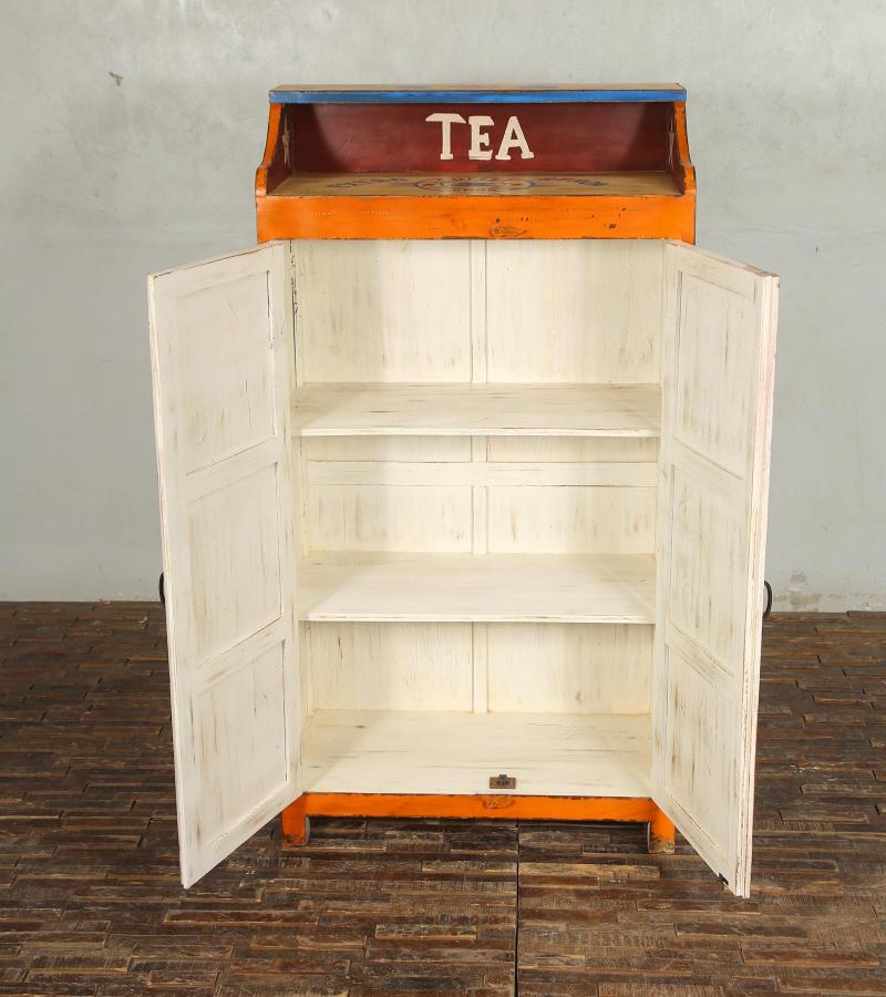 SOLID WOOD HAND PAINTED ADVERTISING 2 DOOR STORAGE CABINET