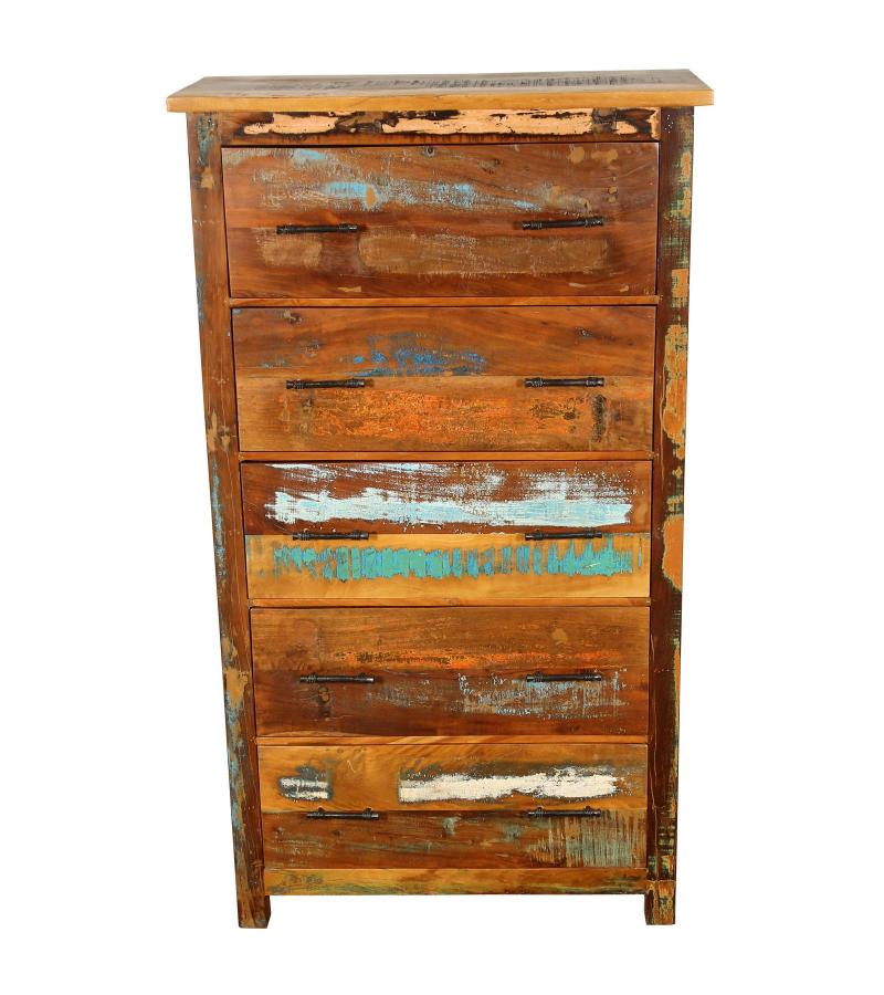 SOLID RECLAIMED TEAK WOOD 5 DRAWER DRESSER BUREAU