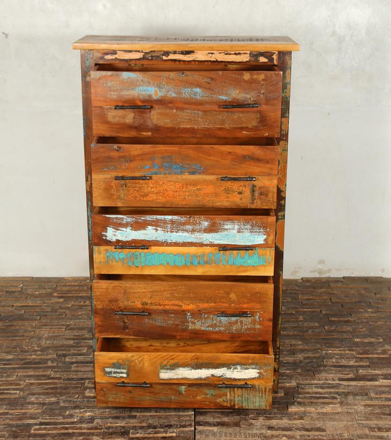 SOLID RECLAIMED TEAK WOOD 5 DRAWER DRESSER BUREAU