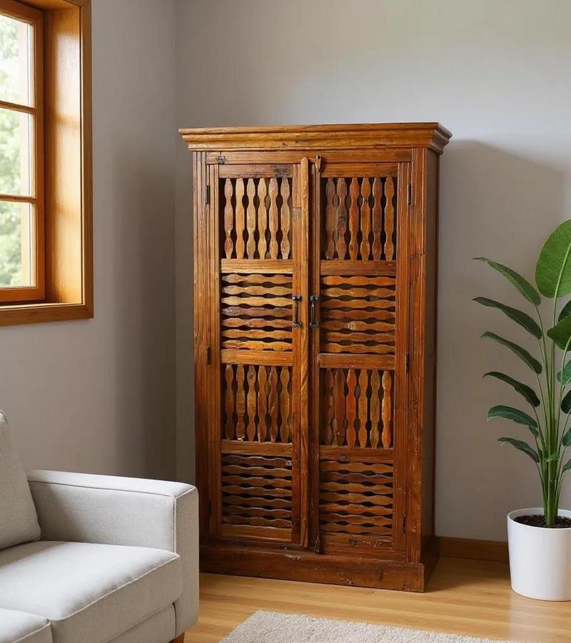 2 DOOR SOLID RECLAIMED TEAK WOOD CABINET