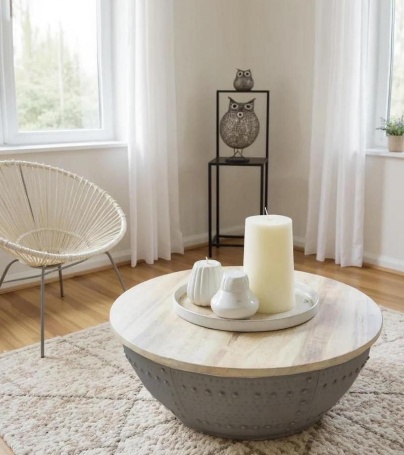 SOLID WOOD & IRON COFFEE TABLE