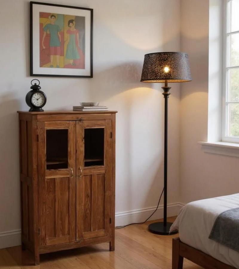 VINTAGE RECLAIMED TEAK & GLASS CABINET