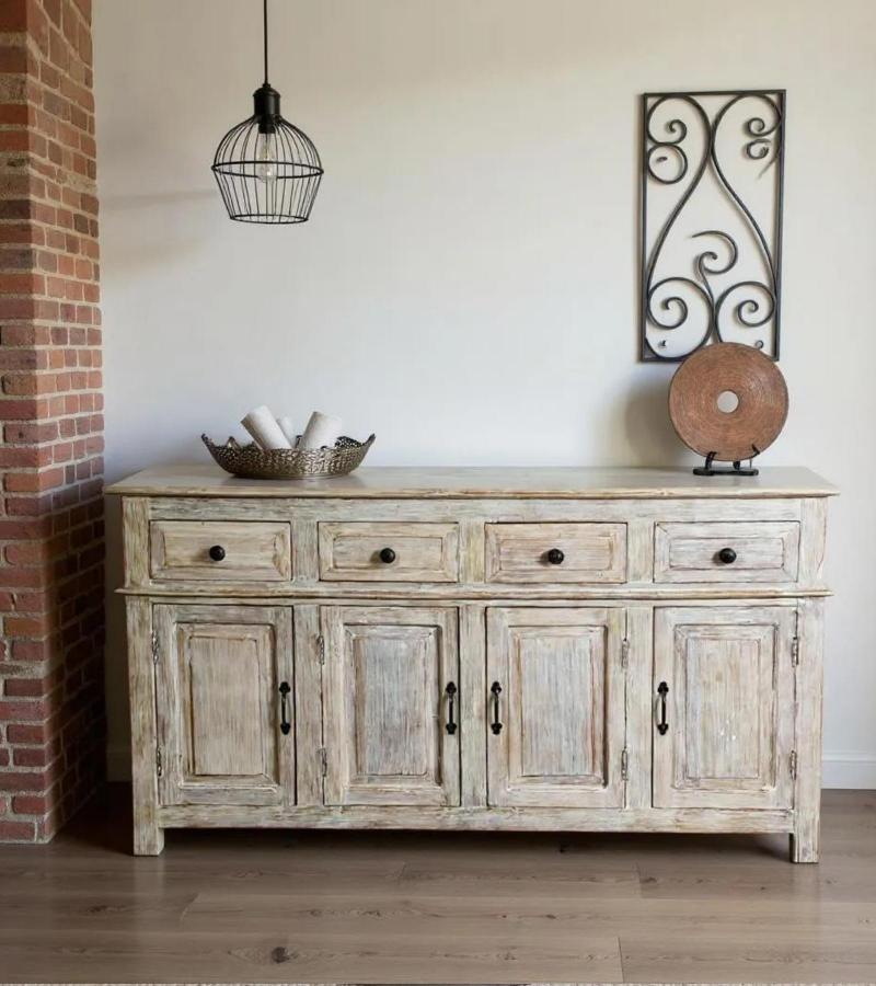 SOLID RECLAIMED TEAK WOOD SIDEBOARD 4 DOORS / 4 DRAWERS 