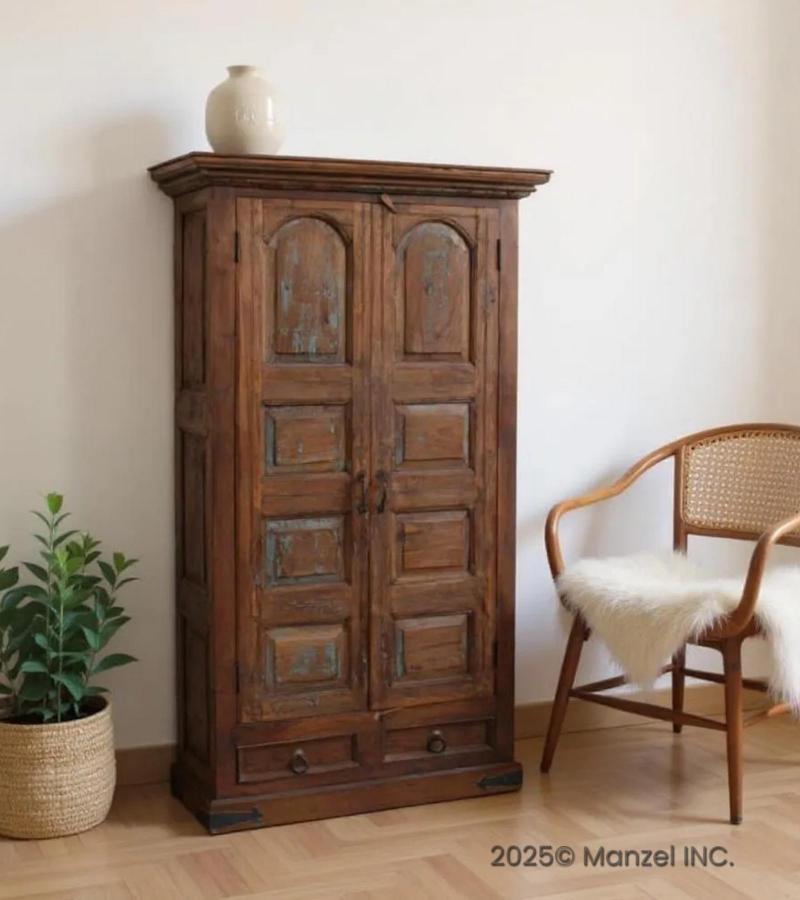 RECLAIMED TEAK WOOD TALL CABINET 