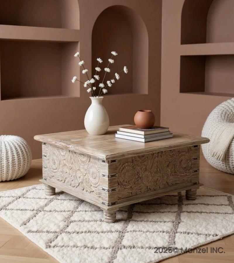 SOLID RECLAIMED TEAK WOOD DOUBLE OPEN TRUNK TABLE