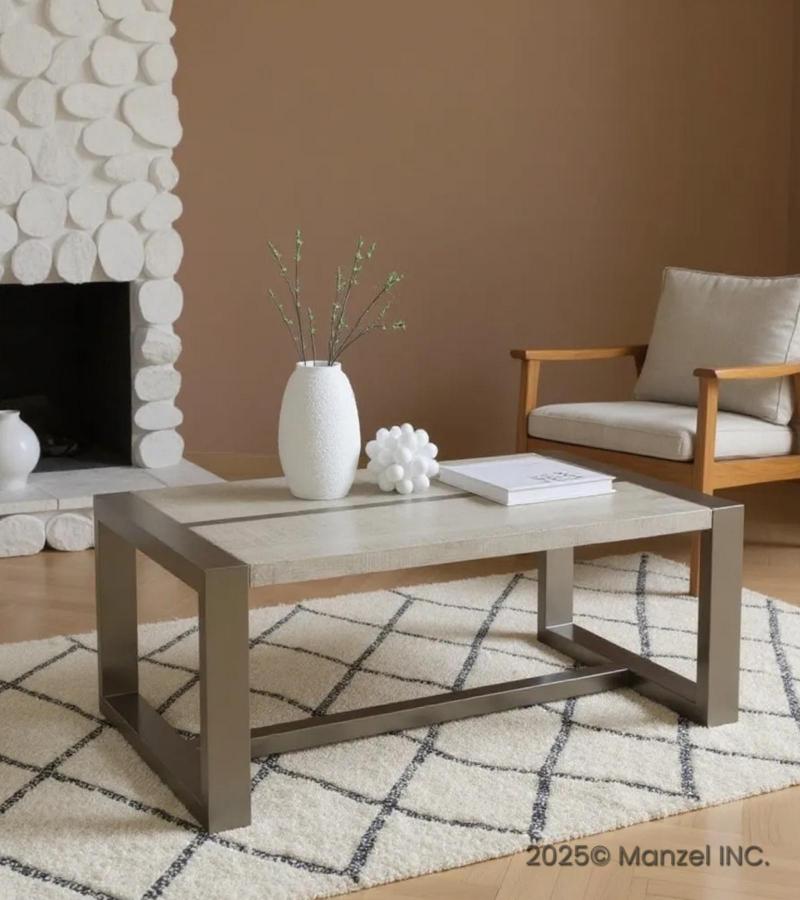 SOLID WOOD & IRON COFFEE TABLE