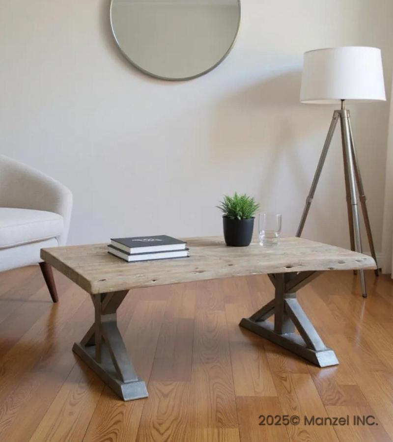 SOLID LIVE EDGE WOOD & IRON COFFEE TABLE