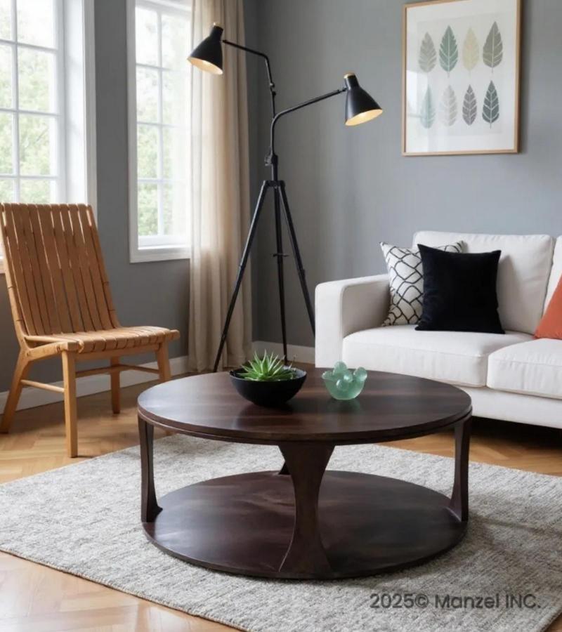 SOLID WOOD ROUND COFFEE TABLE