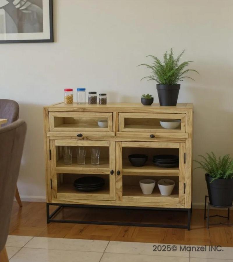 SOLID WOOD & GLASS CABINET