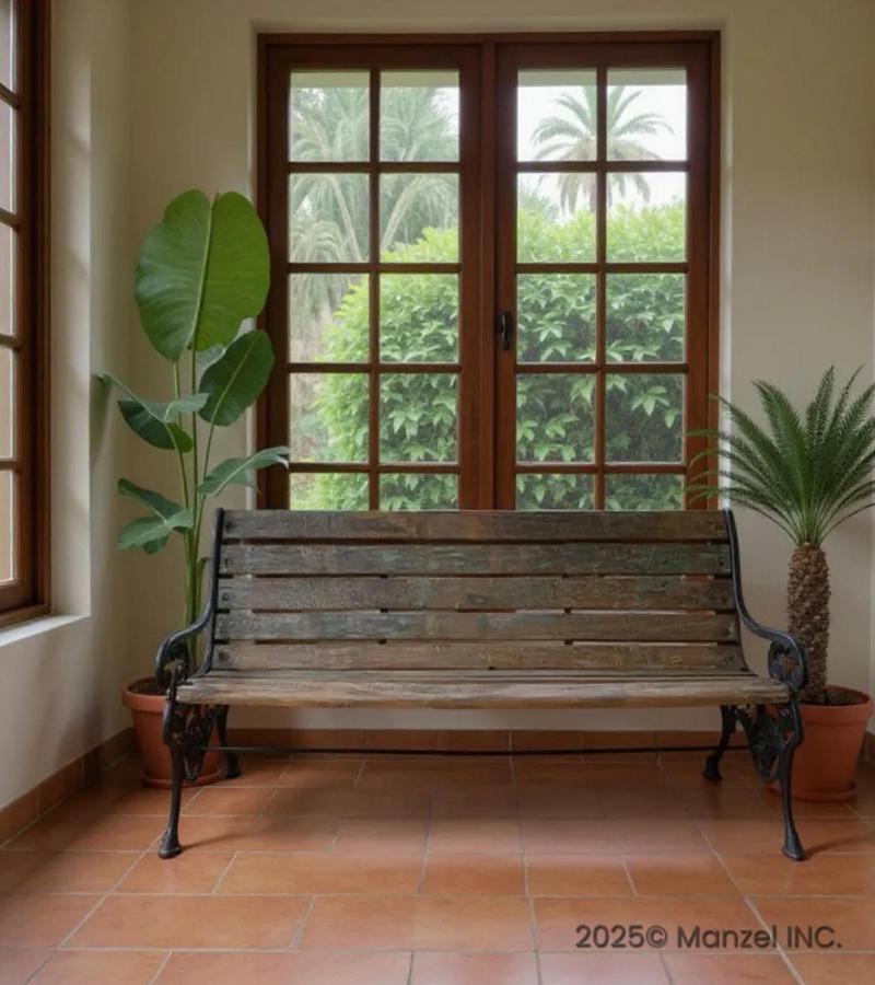 SOLID WOOD & IRON BENCH