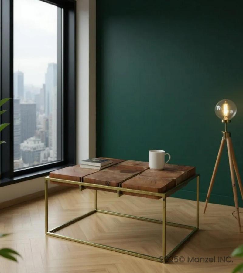 SOLID WOOD & IRON COFFEE TABLE