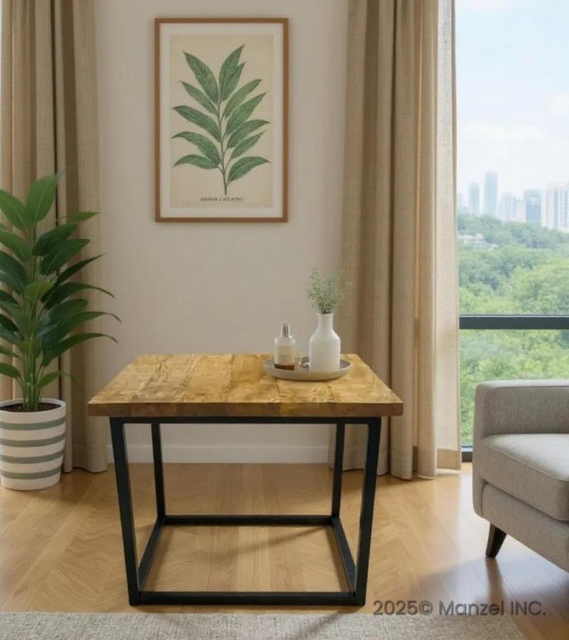 SOLID WOOD & IRON END TABLE