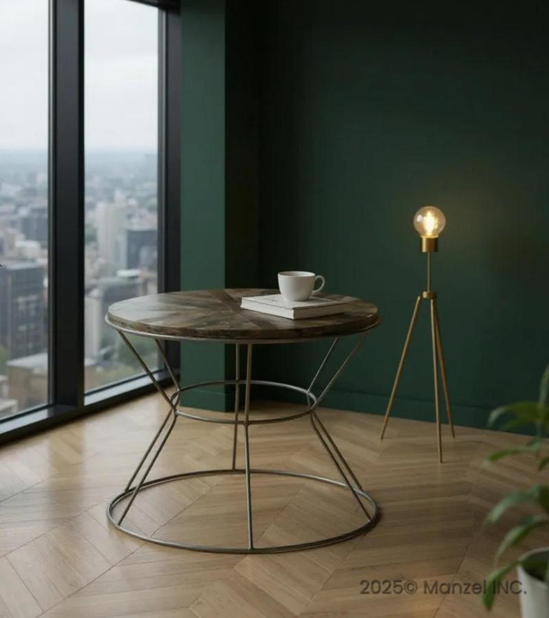 SOLID WOOD & IRON COFFEE TABLE